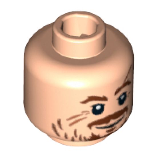 Minifigure, Head Moustache Brown, Scratches/Scars across Face Pattern (HP Professor Lupin) - Hollow Stud