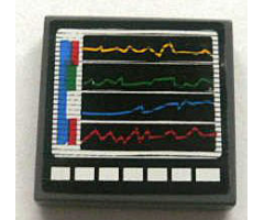 Tile 2 x 2 with Multicolor Graphs on Screen Pattern (Sticker) - Set 8672