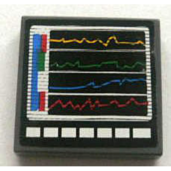 Tile 2 x 2 with Multicolor Graphs on Screen Pattern (Sticker) - Set 8672