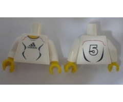 Torso Soccer Adidas Logo, White and Black No. 5 Pattern (Stickers) / White Arms / Yellow Hands