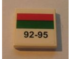 Tile 2 x 2 with Red and Green Stripes and '92-95' Pattern (Sticker) - Set 7993