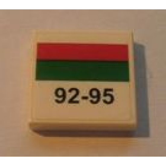 Tile 2 x 2 with Red and Green Stripes and '92-95' Pattern (Sticker) - Set 7993