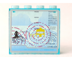 Panel 1 x 4 x 3 - Hollow Studs with Ocean Current Lines and Giant Octopus Pattern (Sticker) - Sets 7774 / 7775