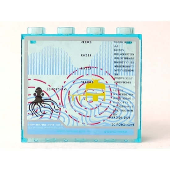Panel 1 x 4 x 3 - Hollow Studs with Ocean Current Lines and Giant Octopus Pattern (Sticker) - Sets 7774 / 7775