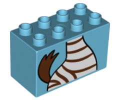 Duplo, Brick 2 x 4 x 2 with Zebra Body and Tail Pattern