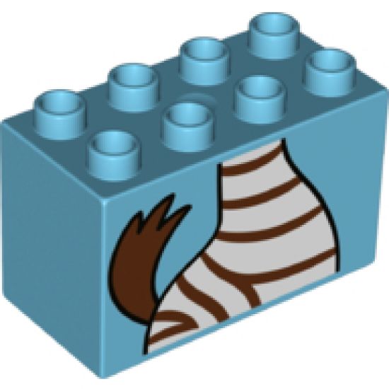 Duplo, Brick 2 x 4 x 2 with Zebra Body and Tail Pattern