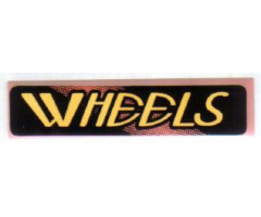 Tile 1 x 4 with Yellow 'WHEELS' on Black and Red Pattern Model Left (Sticker) - Set 8219