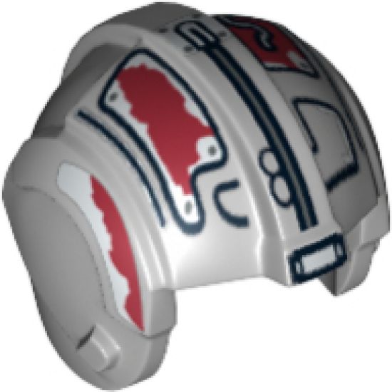 Minifigure, Headgear Helmet SW Rebel Pilot with Dark Red Markings Pattern