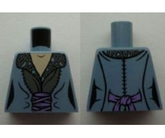Torso LotR Dress with Gray Patterned Collar and Pink Sash Pattern (Arwen)