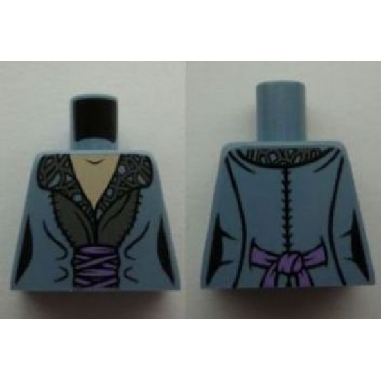Torso LotR Dress with Gray Patterned Collar and Pink Sash Pattern (Arwen)