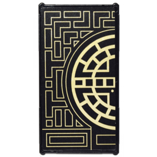 Glass for Window 1 x 4 x 6 with Gold Geometric Design with Half Circle Pattern Model Left Side (Sticker) - Set 71242