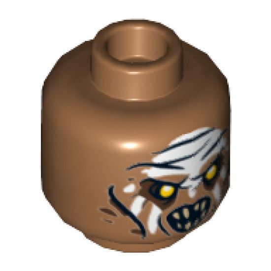Minifigure, Head LotR Gundabad Orc White Painted Forehead Pattern - Hollow Stud