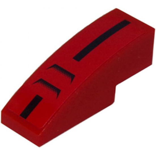 Slope, Curved 3 x 1 with Black Stripe and 2 Air Vents on Red Background Pattern (Sticker) - Set 8147
