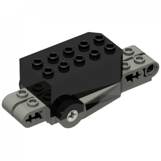 Motor, Non-Electric Pullback 9 x 4 x 2 1/3 with Dark Gray Base, White Axle Holes, Studs on Front Top Surface