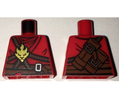 Torso Ninjago Brown Rope, Gold Medallion and Dark Red Undershirt Front, Scabbards on Back Pattern
