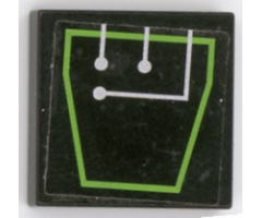 Tile 2 x 2 with Silver Circuitry in Green Outline Pattern (Sticker) - Set 7713