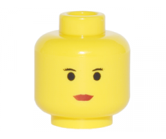 Minifigure, Head Female with Red Lips, Small Eyebrows Pattern - Blocked Open Stud