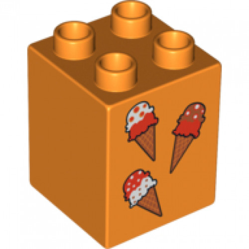 Duplo, Brick 2 x 2 x 2 with Three Ice Cream Cones Pattern