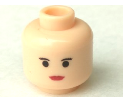 Minifigure, Head Female with Red Lips, Small Eyebrows Pattern - Blocked Open Stud