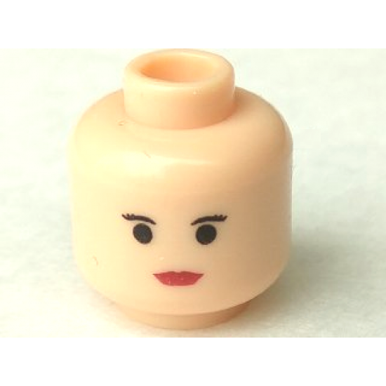 Minifigure, Head Female with Red Lips, Small Eyebrows Pattern - Blocked Open Stud