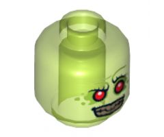 Minifigure, Head Alien with Red Eyes and Silver Teeth Pattern - Hollow Stud
