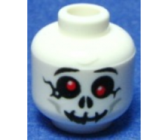 Minifigure, Head Skull Cracked with Red Eyes and Grin Pattern - Blocked Open Stud