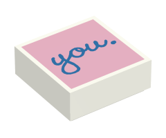Tile 1 x 1 with Blue 'you.' Script on Bright Pink Background Pattern