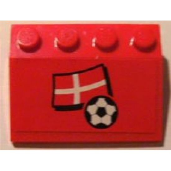 Slope 33 3 x 4 with Flag of Denmark and Soccer Ball on Red Background Pattern (Sticker) - Set 3407