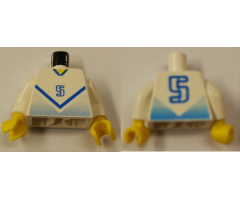 Torso Soccer Blue Chevron and No. 5 Front and Back Pattern / White Arms / Yellow Hands