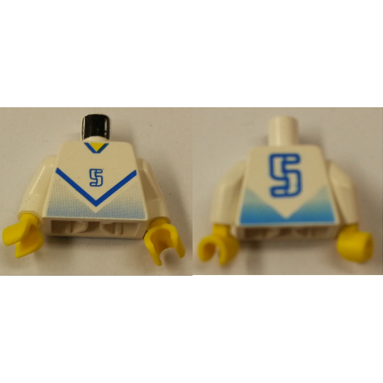 Torso Soccer Blue Chevron and No. 5 Front and Back Pattern / White Arms / Yellow Hands