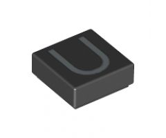Tile 1 x 1 with Silver Capital Letter U Pattern