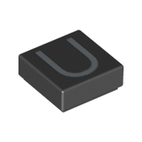 Tile 1 x 1 with Silver Capital Letter U Pattern