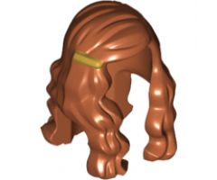 Minifigure, Hair Long and Wavy with Left Part with Gold Clip on Right Side Pattern