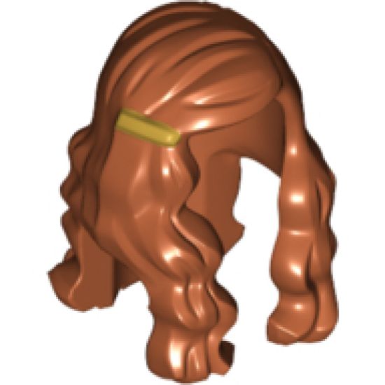 Minifigure, Hair Long and Wavy with Left Part with Gold Clip on Right Side Pattern