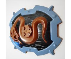 Large Figure Part Shield, 2 x 2 Brick Relief, Snake with Black and Sand Blue Pattern