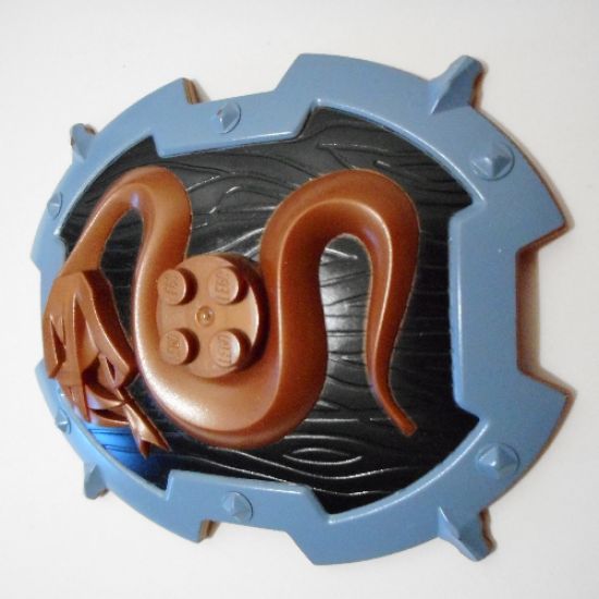 Large Figure Part Shield, 2 x 2 Brick Relief, Snake with Black and Sand Blue Pattern