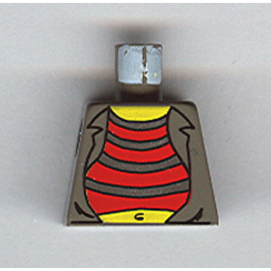 Torso Adventurers Desert Red and Silver Striped Undershirt and Navel Pattern