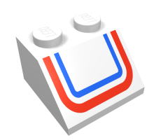 Slope 45 2 x 2 with Red and Blue 'U' Stripe Pattern