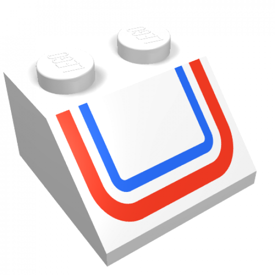 Slope 45 2 x 2 with Red and Blue 'U' Stripe Pattern