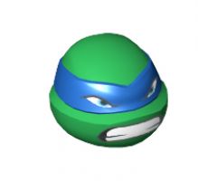 Minifigure, Head, Modified Ninja Turtle with Blue Mask and Teeth Pattern (Leonardo)