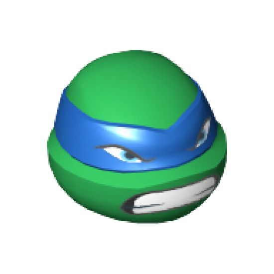 Minifigure, Head, Modified Ninja Turtle with Blue Mask and Teeth Pattern (Leonardo)
