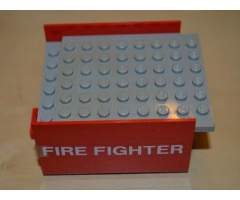 Boat Hull Smooth Middle 8 x 6 x 3 1/3, Deck Color Light Gray with White 'FIRE FIGHTER' Pattern on Both Sides (Stickers) - Sets 316 / 775