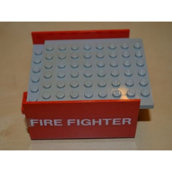 Boat Hull Smooth Middle 8 x 6 x 3 1/3, Deck Color Light Gray with White 'FIRE FIGHTER' Pattern on Both Sides (Stickers) - Sets 316 / 775