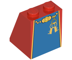 Slope 65 2 x 2 x 2 without Bottom Tube with Minifigure Dress/Skirt/Robe, Blue Panel and Keys Pattern
