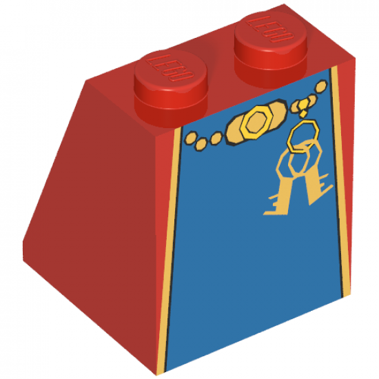 Slope 65 2 x 2 x 2 without Bottom Tube with Minifigure Dress/Skirt/Robe, Blue Panel and Keys Pattern