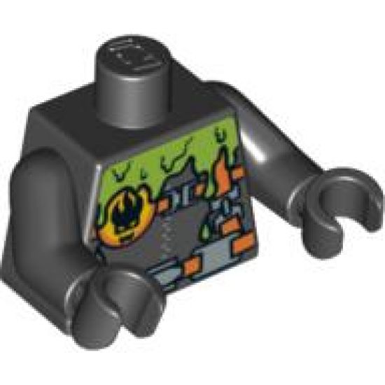 Torso Agents Villain Wetsuit with Zipper and Green Slime Pattern / Black Arms / Black Hands