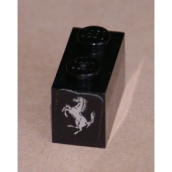 Brick 1 x 2 with Ferrari Logo, Silver Horse Pattern on End (Sticker) - Set 8653