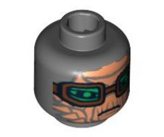 Minifigure, Head Alien with SW Brown and Green Goggles and Light Nougat Face Pattern (Hondo Ohnaka) - Hollow Stud