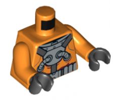 Torso Diving Suit Silver Chest Plate and Hoses over Dark Bluish Gray Harness, Silver Diving Weights Pattern / Orange Arms / Black Hands