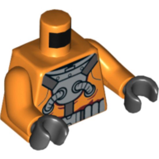 Torso Diving Suit Silver Chest Plate and Hoses over Dark Bluish Gray Harness, Silver Diving Weights Pattern / Orange Arms / Black Hands